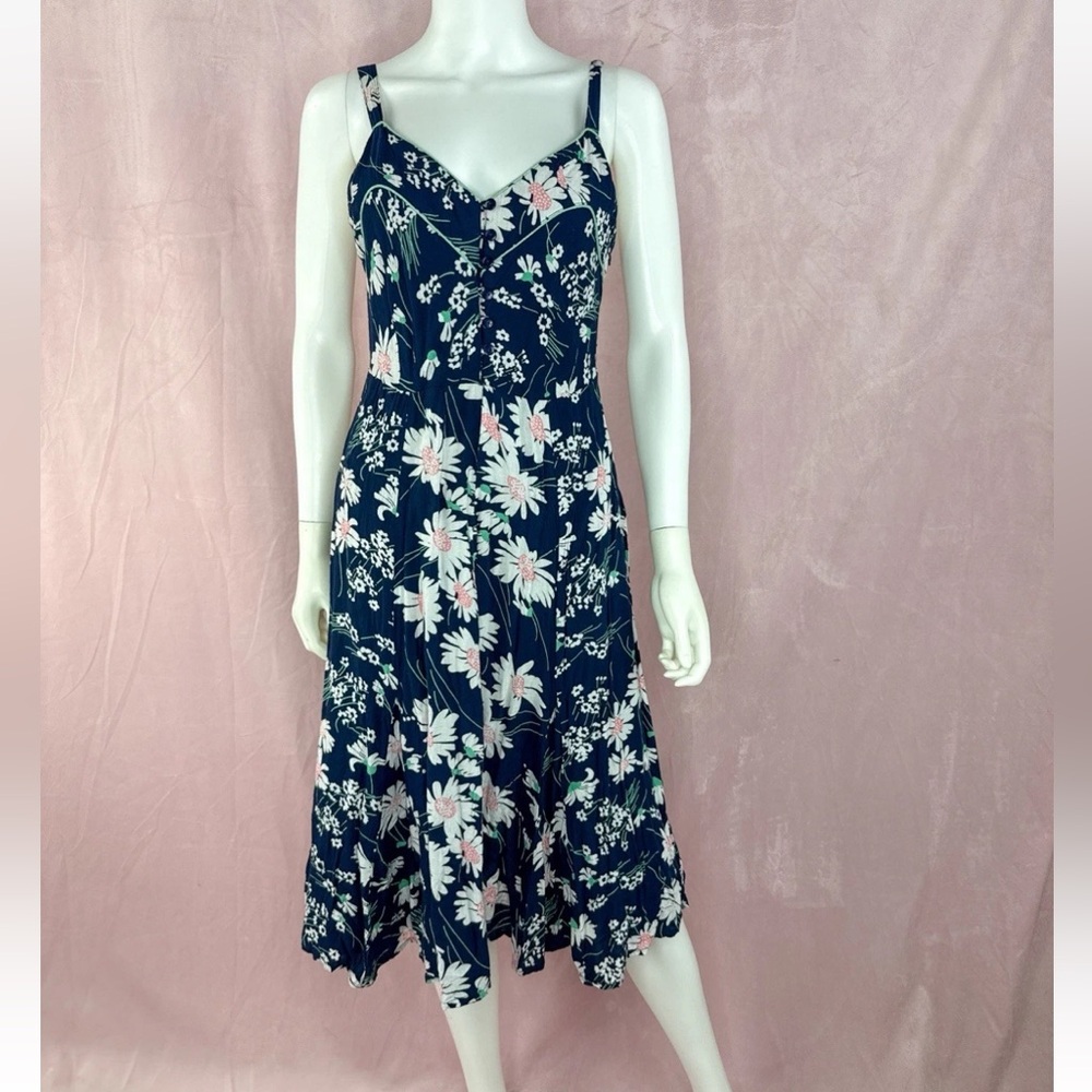 Joe Browns Womens Blue Floral Midi Dress Size 6 Pockets Midi Spaghetti Straps